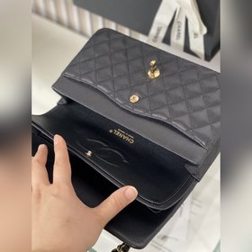 CHANEL cf — черный мелкий узор Средняя сумка 2.55 с цепочкой Нов