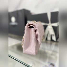 CHANEL cf — розовый мелкий узор Средняя сумка с цепочкой 2.55 Но