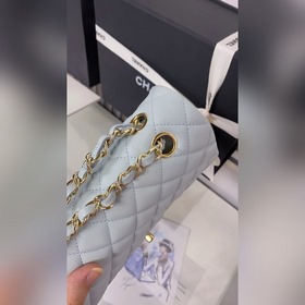 CHANEL cf — Маленькая сумка синего цвета «туманный дым» Средняя 