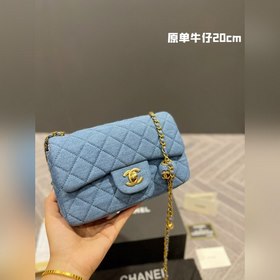 CHANEL 22 весенняя новинка – сумка «Золотой шар» из джинсовой тка