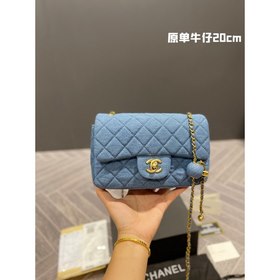 CHANEL 22 весенняя новинка – сумка «Золотой шар» из джинсовой тка