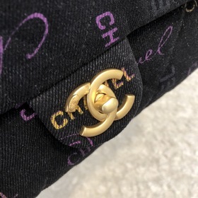 Chanel Новая джинсовая серия cf Черная сумка с цепочкой, большой 