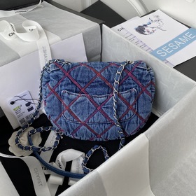 Chanel coco beach мини-сумка в форме седла Джинсовая сумка очень