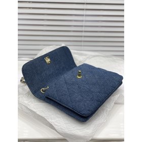 Джинсовая сумка Chanel с золотой окантовкой, подержанная сумка из