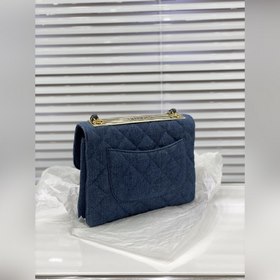 Chanel с золотой окантовкой, подержанная сумка из денима Сумка с