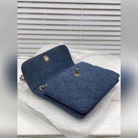Chanel с золотой окантовкой, подержанная сумка из денима Сумка с