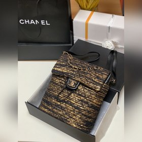 CHANE Плетеный черный с золотым модный рюкзак  Модель： 69966 699
