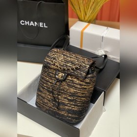CHANE Плетеный черный с золотым модный рюкзак  Модель： 69966 699
