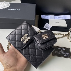CHANEL Сумка для телефона с буквой « » из кожи первого слоя с нов