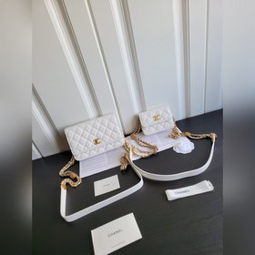 Chanel Золотая монета из кожи тельца Woc Сумка для денег с золото