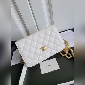 Chanel Золотая монета из кожи тельца Woc Сумка для денег с золото