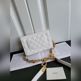 Chanel Золотая монета из кожи тельца Woc Сумка для денег с золото