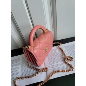 CHANEL 22a маленькая сумка с бледно-золотой застежкой Кожа ягненк