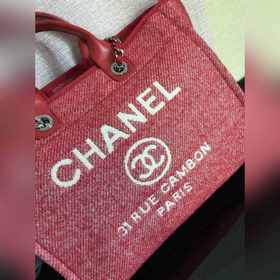 CHANEL Модель A66941 Большая ручная сумка для пляжа Материал： вел