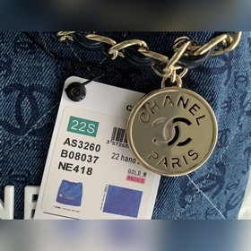 CHANEL Импортная сумка из джинсовой ткани с цепочкой Большой разм