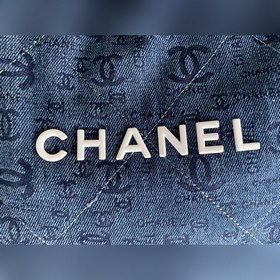 CHANEL Импортная сумка из джинсовой ткани с цепочкой Большой разм