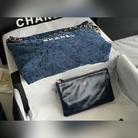 CHANEL Импортная сумка из джинсовой ткани с цепочкой Большой разм