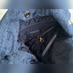 CHANEL Импортная сумка из джинсовой ткани с цепочкой Большой разм