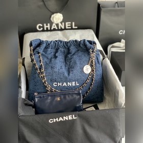 CHANEL Импортная сумка из джинсовой ткани с цепочкой Большой разм