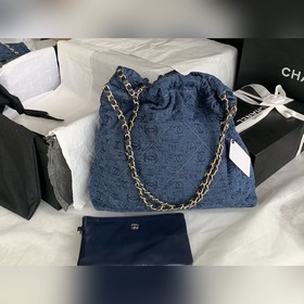 CHANEL Импортная сумка из джинсовой ткани с цепочкой Большой разм