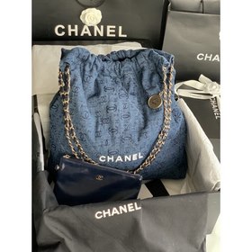 CHANEL Импортная сумка из джинсовой ткани с цепочкой Большой разм