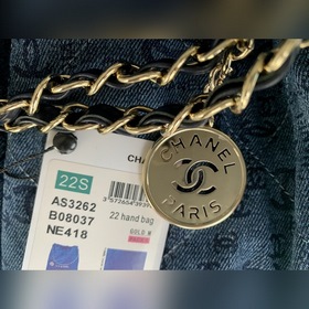 CHANEL Импортная сумка из джинсовой ткани с цепочкой Большой разм