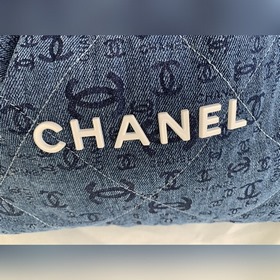 CHANEL Импортная сумка из джинсовой ткани с цепочкой Большой разм
