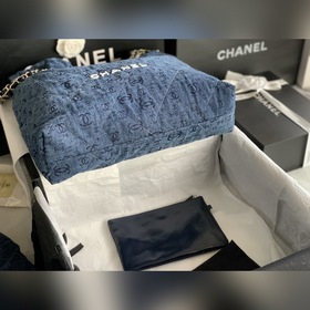 CHANEL Импортная сумка из джинсовой ткани с цепочкой Большой разм