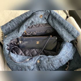 CHANEL Импортная сумка из джинсовой ткани с цепочкой Большой разм