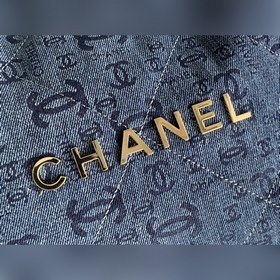 CHANEL Импортная сумка из джинсовой ткани с цепочкой Большой разм