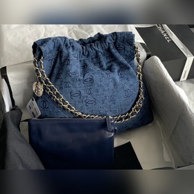 CHANEL Импортная сумка из джинсовой ткани с цепочкой Большой разм
