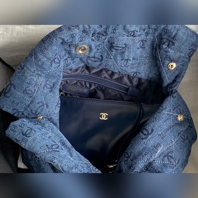 CHANEL Импортная сумка из джинсовой ткани с цепочкой Большой разм