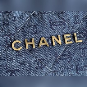 CHANEL Импортная сумка из джинсовой ткани с цепочкой Большой разм