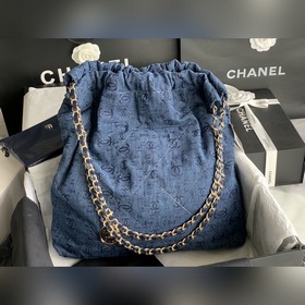 CHANEL Импортная сумка из джинсовой ткани с цепочкой Большой разм