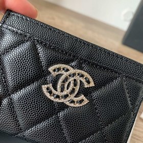 CHANEL Классическая черная сумка с ремешком и стразами Двойная бу