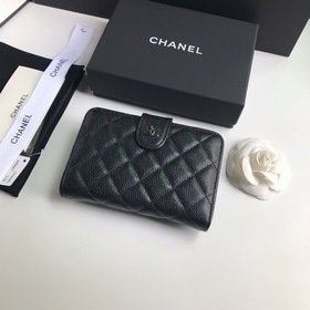 CHANEL Модель A48667 Короткий кошелек Черный цвет, кожа высшего к