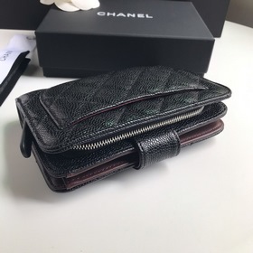 CHANEL Модель A48667 Короткий кошелек Черный цвет, кожа высшего к