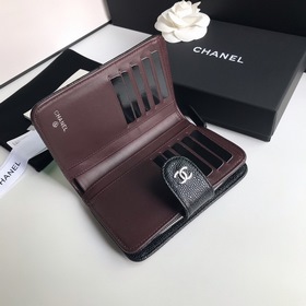 CHANEL Модель A48667 Короткий кошелек Черный цвет, кожа высшего к