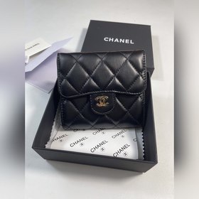 Кожаный кошелек Chanel, модель 50086 (золотая застежка, серебряна