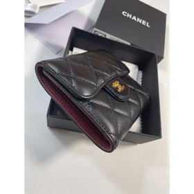 Кожаный кошелек Chanel, модель 50086 (золотая застежка, серебряна