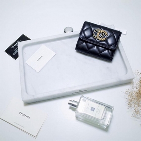 Кожаный кошелек Chanel с тремя складками Полностью ручная работа,