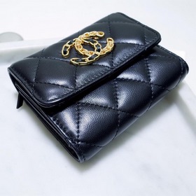 Кожаный кошелек Chanel с тремя складками Полностью ручная работа,