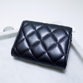 Кожаный кошелек Chanel с тремя складками Полностью ручная работа,