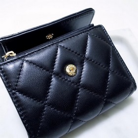 Кожаный кошелек Chanel с тремя складками Полностью ручная работа,