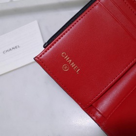 Кожаный кошелек Chanel с тремя складками Полностью ручная работа,