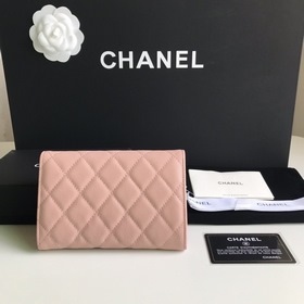 CHANEL, модель A84341, розовый с золотыми шариками, средний кошел