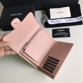 CHANEL, модель A84341, розовый с золотыми шариками, средний кошел