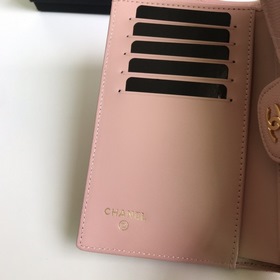 CHANEL, модель A84341, розовый с золотыми шариками, средний кошел