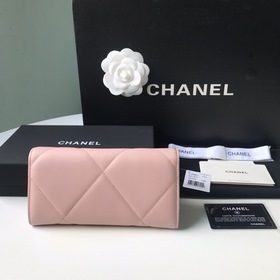 CHANEL Длинный кошелек с большим клапаном в клетку, розовый с зол