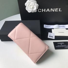 CHANEL Длинный кошелек с большим клапаном в клетку, розовый с зол